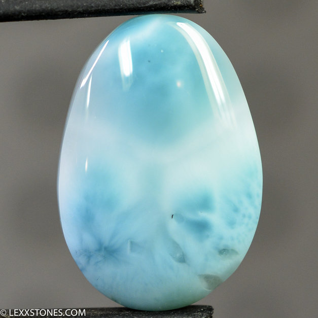 Moon-Shaped Larimar Cabochon , Super Blue Gemstone for Collector's